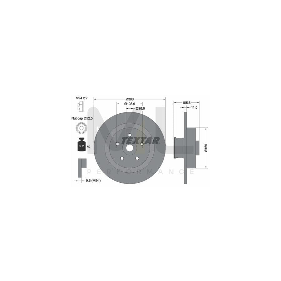 TEXTAR PRO 92252903 Brake Disc Solid, Coated, with integrated magnetic sensor ring, with wheel bearing  - 1 piece