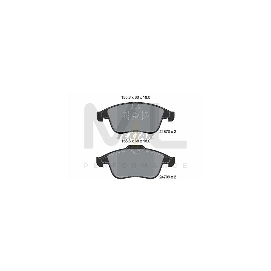 TEXTAR 2487001 Brake pad set not prepared for wear indicator