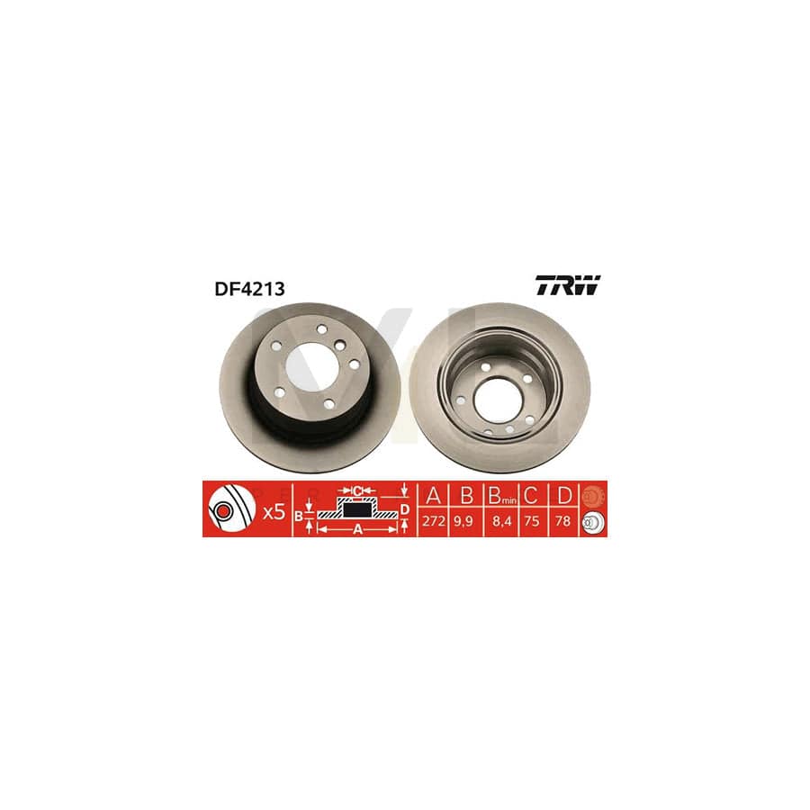 TRW DF4213 Brake Disc for BMW 3 Compact (E36) Solid, Painted  - 1 piece