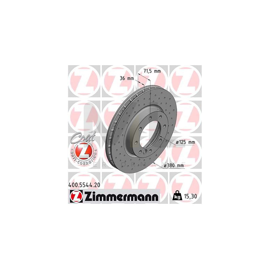 ZIMMERMANN 400.5544.20 Brake Disc suitable for MERCEDES-BENZ G-Class Internally Vented, Perforated, Coated, High-carbon  - 1 piece
