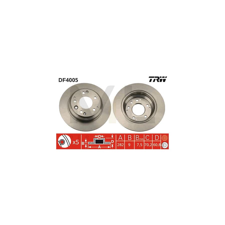 TRW DF4005 Brake Disc Solid, Painted  - 1 piece