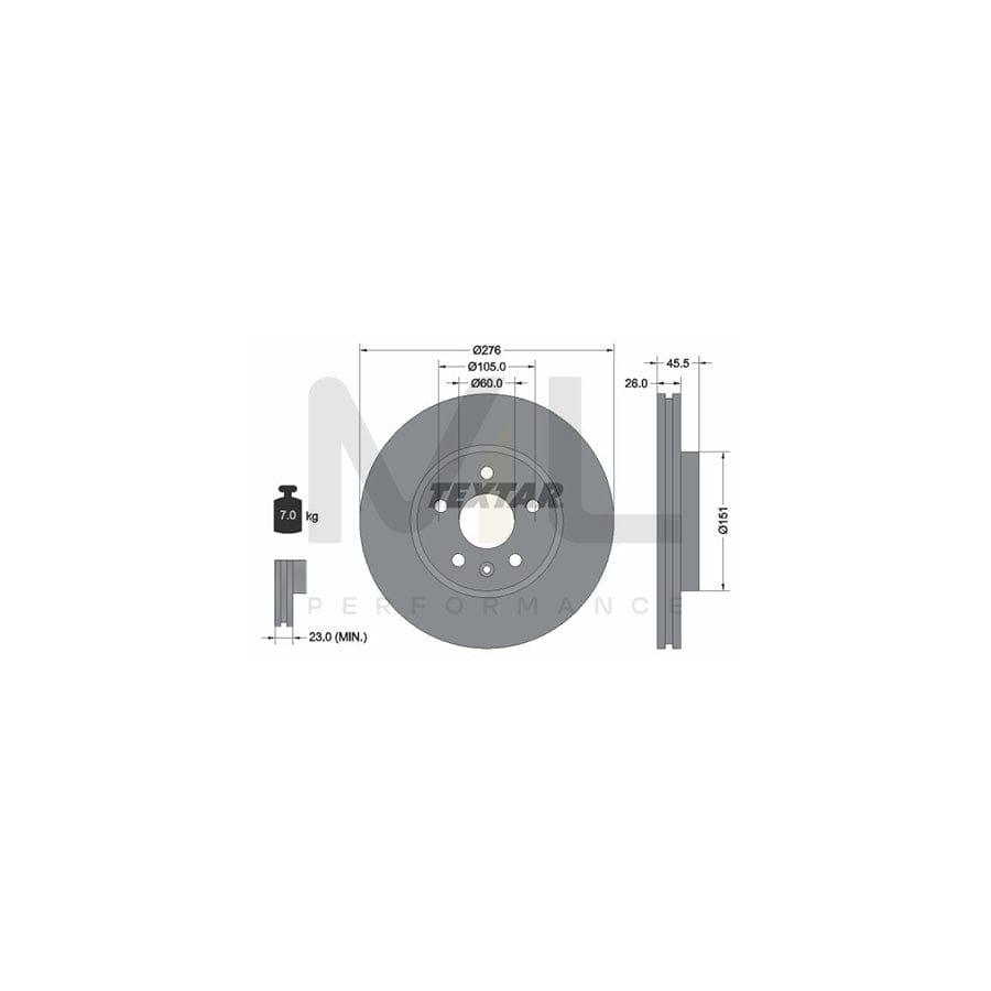 TEXTAR 92198900 Brake Disc Internally Vented, without wheel hub, without wheel studs  - 1 piece