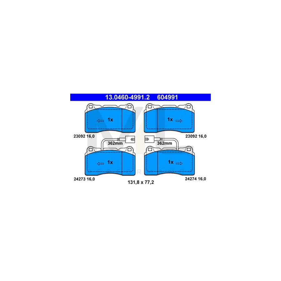ATE 13.0460-4991.2 Brake pad set for ALFA ROMEO GT (937) incl. wear warning contact