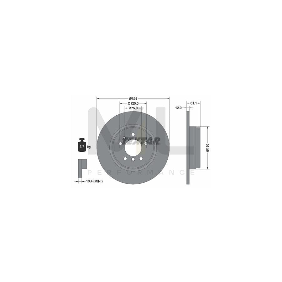 TEXTAR 92058400 Brake Disc Solid, without wheel hub, without wheel studs  - 1 piece
