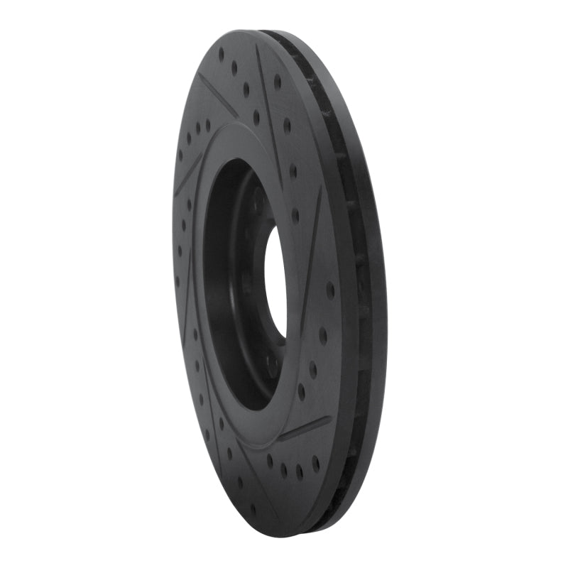 R1 Concepts R1 92-95 Volkswagen Jetta Sedan Front Left Drilled & Slotted Black Brake Rotor