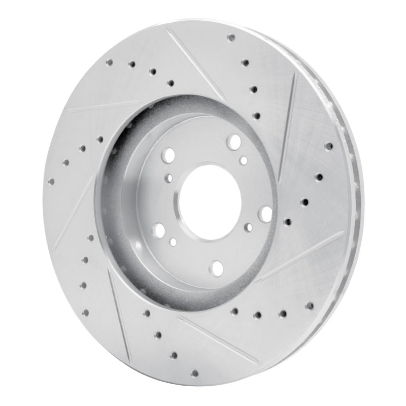 R1 Concepts R1 99-14 Acura TSX Front Left Drilled & Slotted Silver Brake Rotor