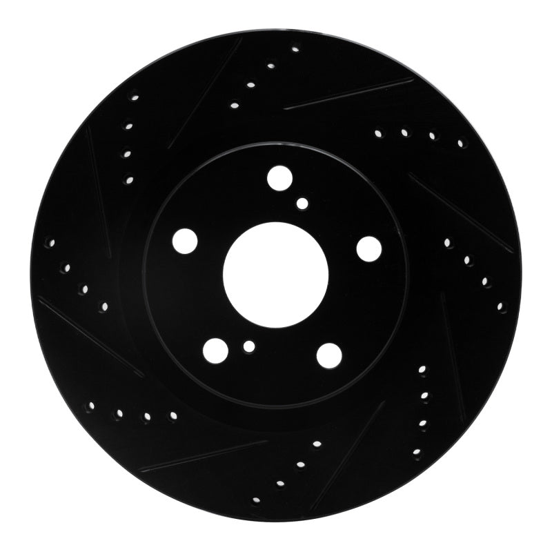 R1 Concepts R1 21-25 Acura TLX Front Left Drilled & Slotted Black Brake Rotor