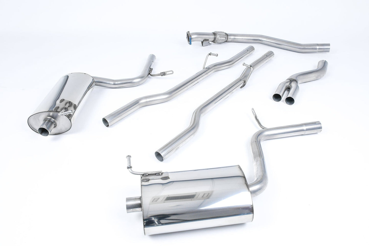 MillTek SSXAU308 Audi A4 Non-Resonated Cat-Back Exhaust with 100mm Detachable Trims