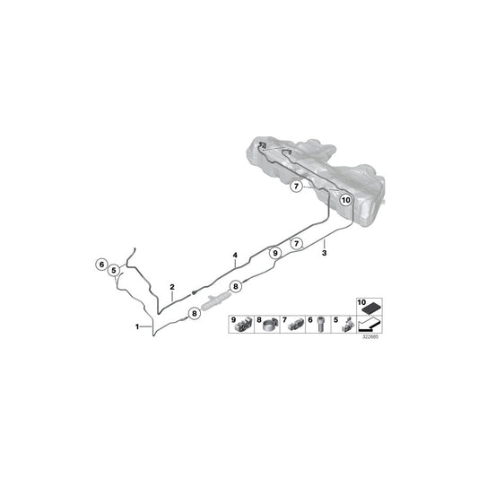 Genuine BMW 16127205304 F06 F11 Feed Line, Rear (Inc. 520d ed, M550dX & 530dX)