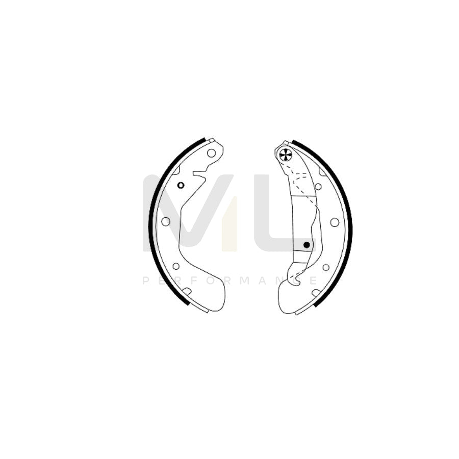 TEXTAR 91044800 Brake Shoe Set with handbrake lever, with accessories