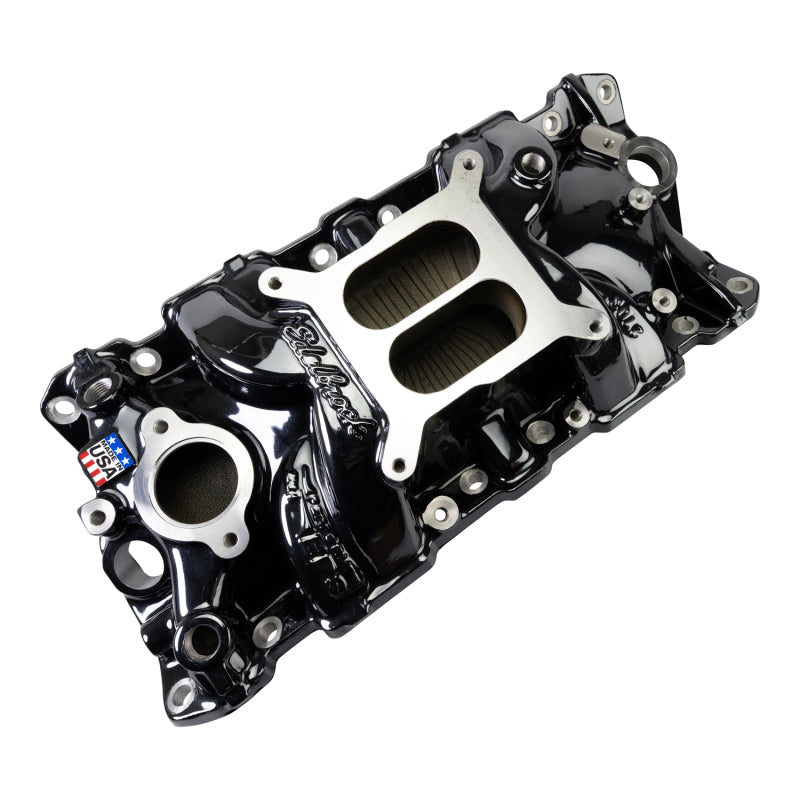 Edelbrock Chevy SB Performer EPS Manifold w/ Oil Fill Tube - Black Plasma