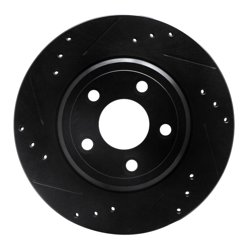 R1 Concepts R1 00-06 Ford Thunderbird Rear Left Drilled & Slotted Black Brake Rotor