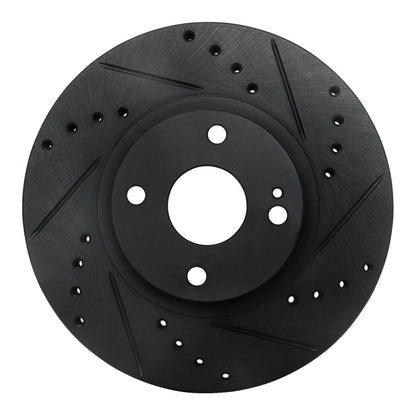 R1 Concepts R1 01-05 Mazda Miata Front Right Drilled & Slotted Black Brake Rotor