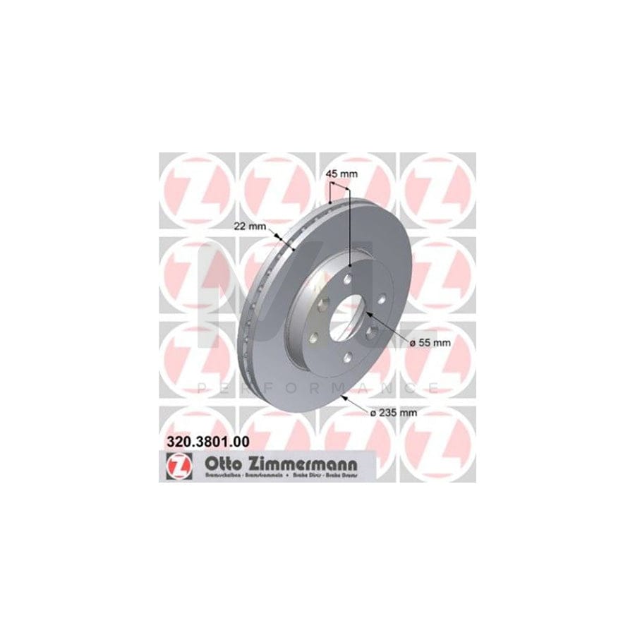 ZIMMERMANN 320.3801.00 Brake Disc for KIA RIO Internally Vented  - 1 piece