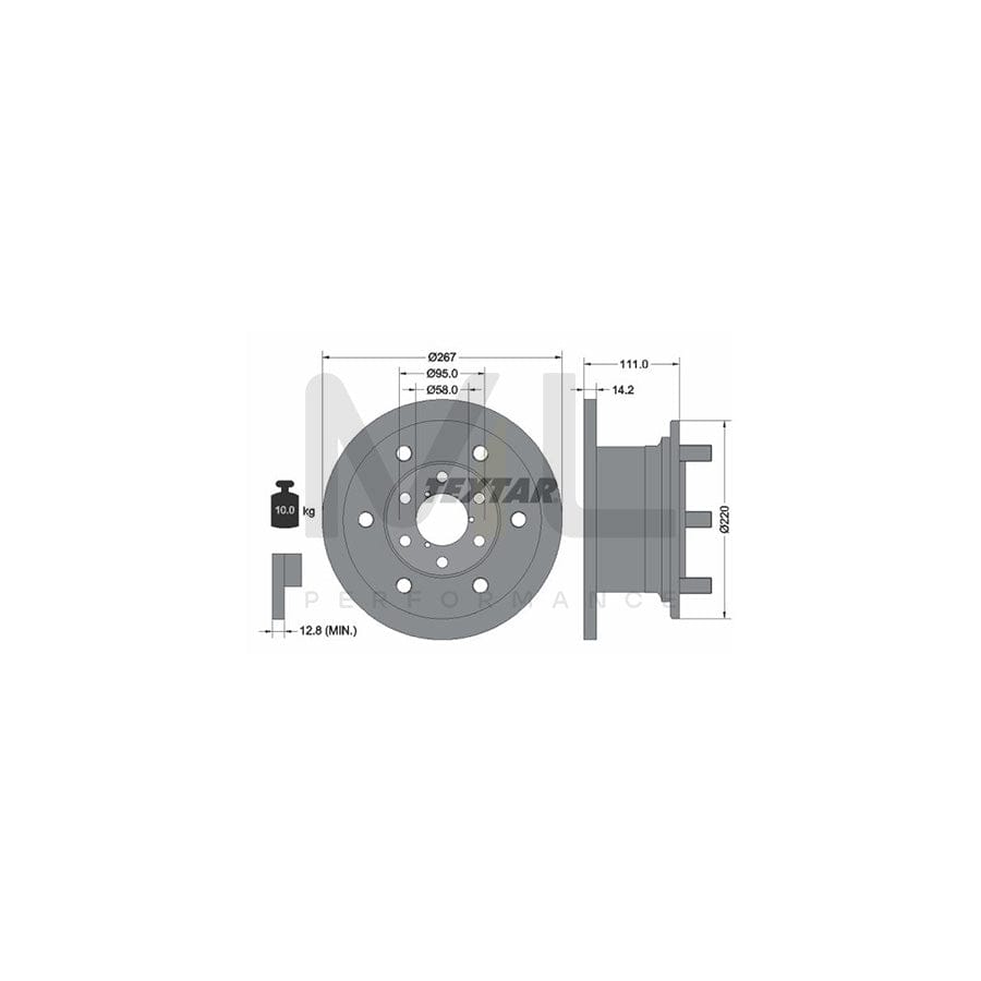 TEXTAR 93019400 Brake Disc Solid, with wheel studs, without wheel hub  - 1 piece