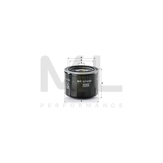 MANN-FILTER WP 914/80 Oil Filter Spin-on Filter, with one anti-return valve