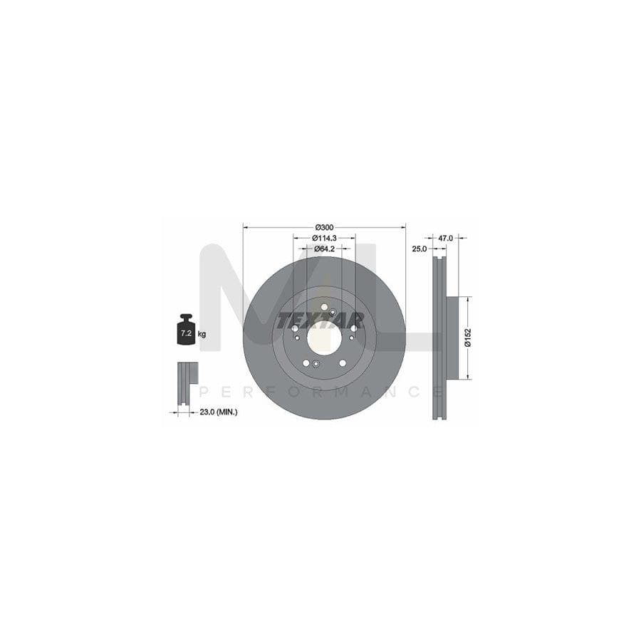 TEXTAR PRO 92186503 Brake Disc for HONDA Civic VIII Hatchback (FN, FK) Internally Vented, Coated, without wheel hub, without wheel studs  - 1 piece