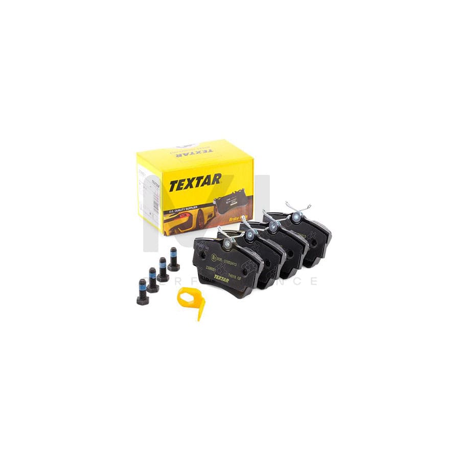 TEXTAR 2398001 Brake pad set incl. wear warning contact, with brake caliper screws