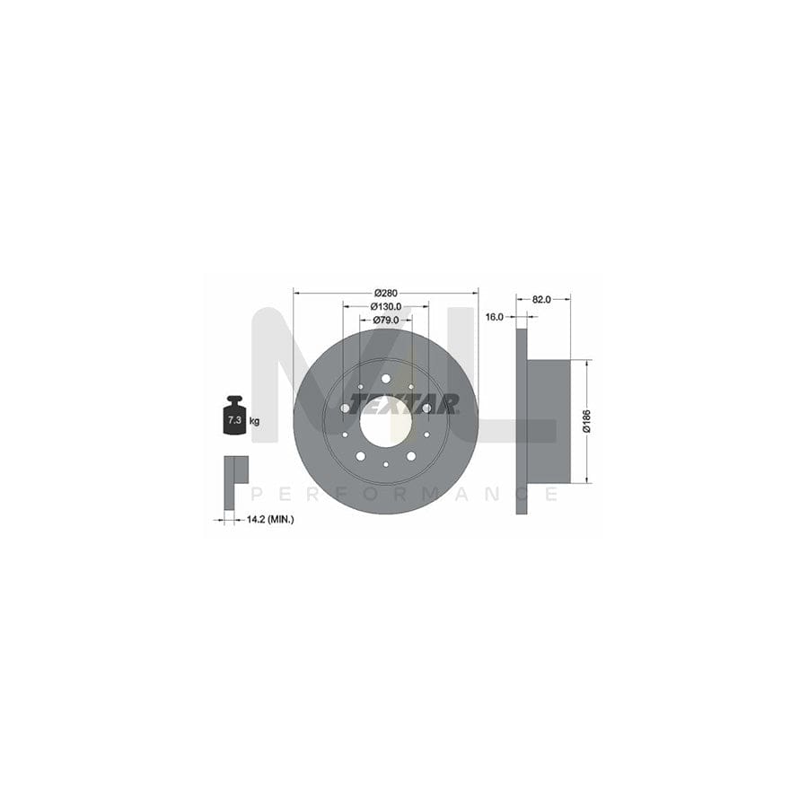 TEXTAR PRO 92116203 Brake Disc Solid, Coated, without wheel hub, without wheel studs  - 1 piece
