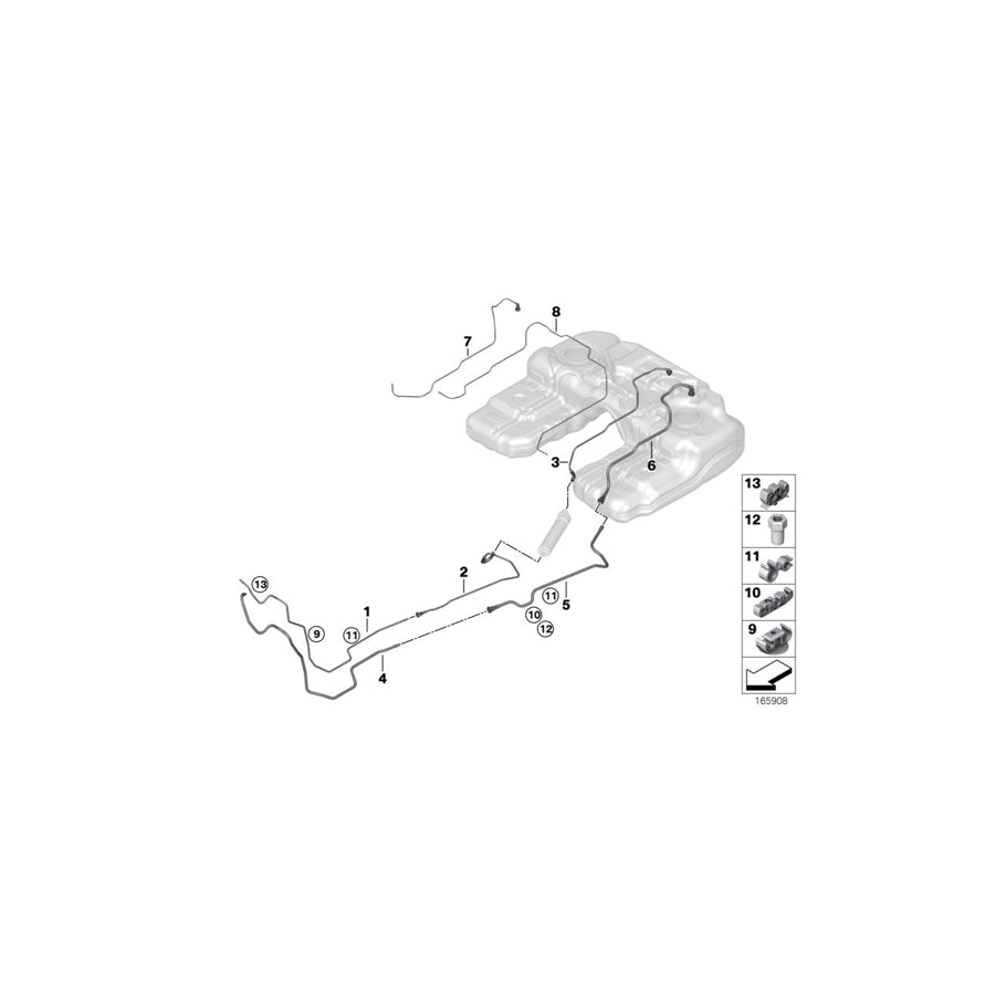 Genuine BMW 16117164398 E70 E71 Fuel Feed Line (Inc. X5 3.0sd, X5 35dX & X6 30dX)