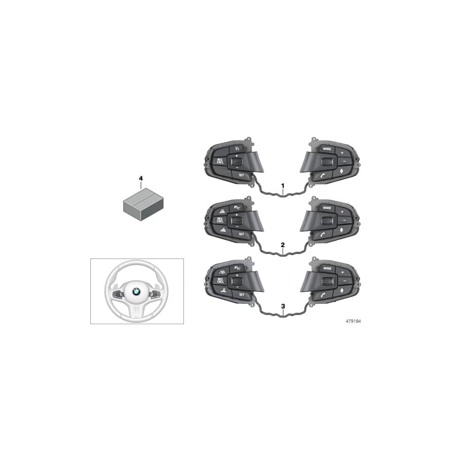 Genuine BMW 61318053151 G32 G02 G01 Switch, Multifunct. Steering Wheel (Inc. 530i, 540i & X4 30iX)