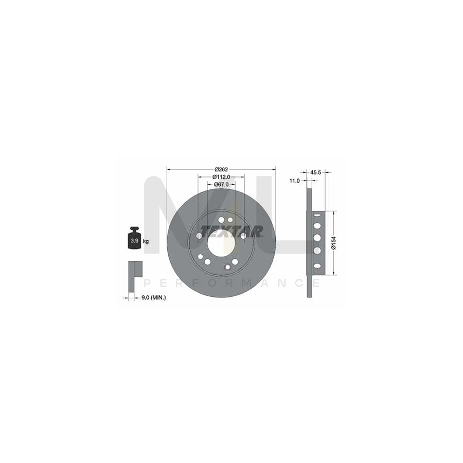 TEXTAR 92027400 Brake Disc suitable for MERCEDES-BENZ 190 (W201) Solid, without wheel hub, without wheel studs  - 1 piece