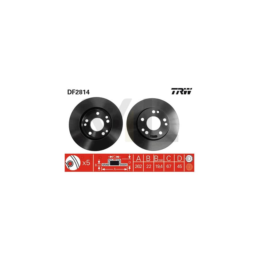TRW DF2814 Brake Disc suitable for MERCEDES-BENZ 190 (W201) Vented, Painted  - 1 piece