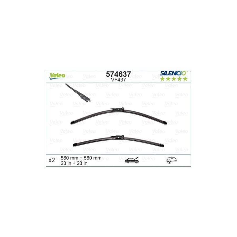 Valeo Silencio Flat Blade Set, Silencio X.Trm 574637 Wiper Blade