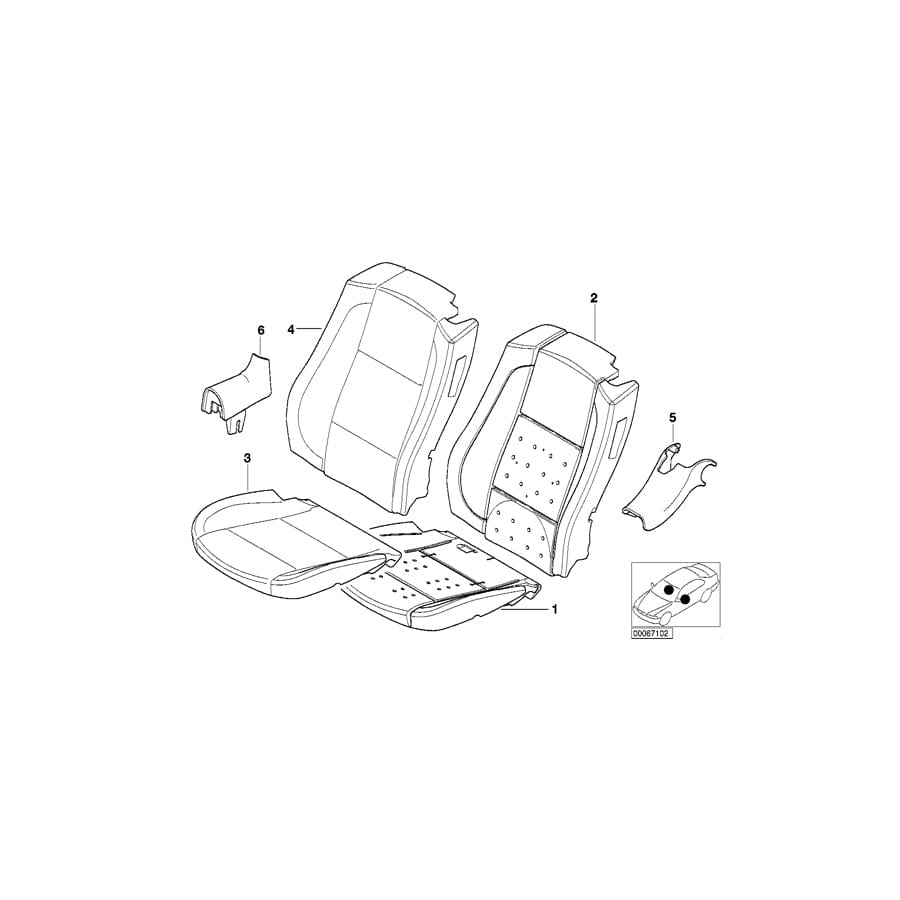 Genuine BMW 52108255550 E46 Cover Backrest Leather Right GRAU (Inc. 325Ci, 320Cd & 318Ci)