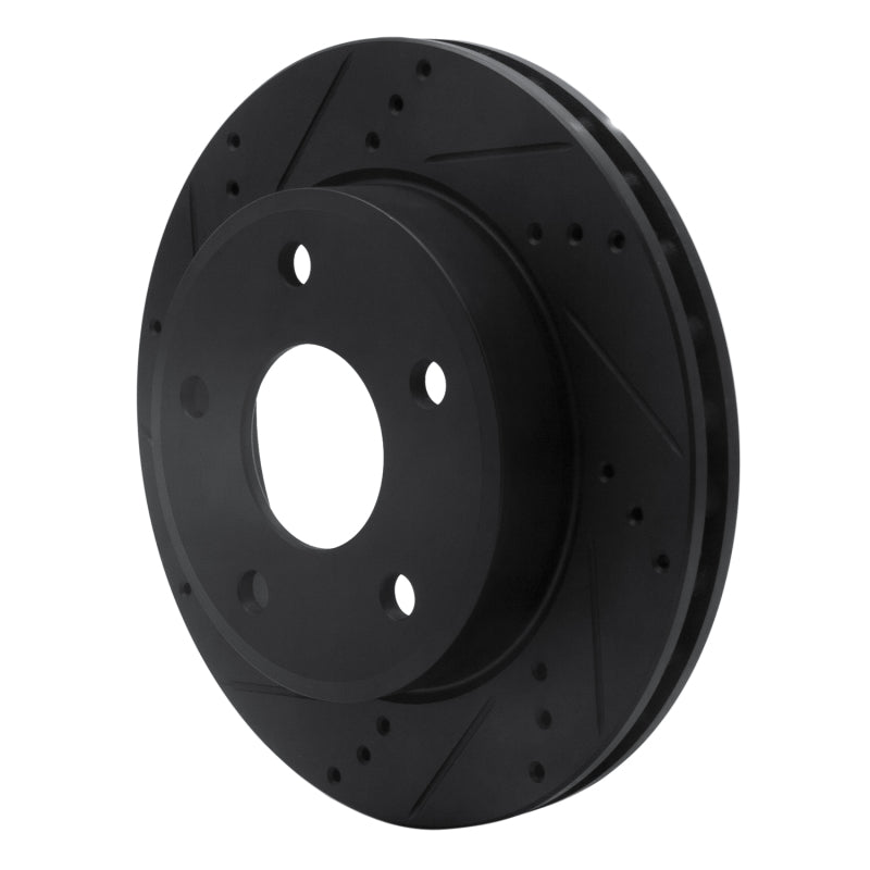 R1 Concepts R1 05-11 Dodge Dakota 4WD Front Left Drilled & Slotted Black Brake Rotor