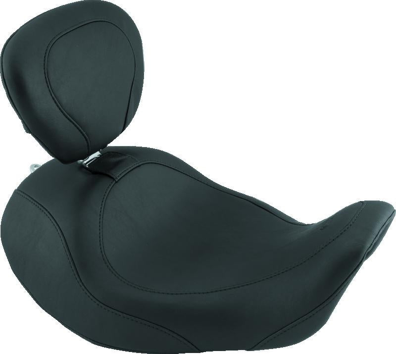 Mustang Motorcycle Mustang 06-17 Harley Dyna Wide Tripper Forward Solo Seat w/Driver Backrest - Black