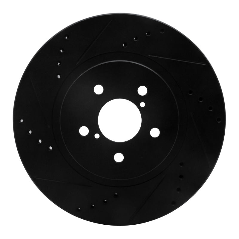 R1 Concepts R1 17-23 Subaru Crosstrek Front Left Drilled & Slotted Black Brake Rotor