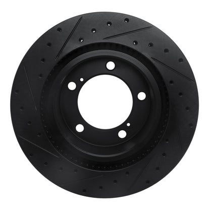 R1 Concepts R1 08-21 Lexus LX570 Front Right Drilled & Slotted Black Brake Rotor