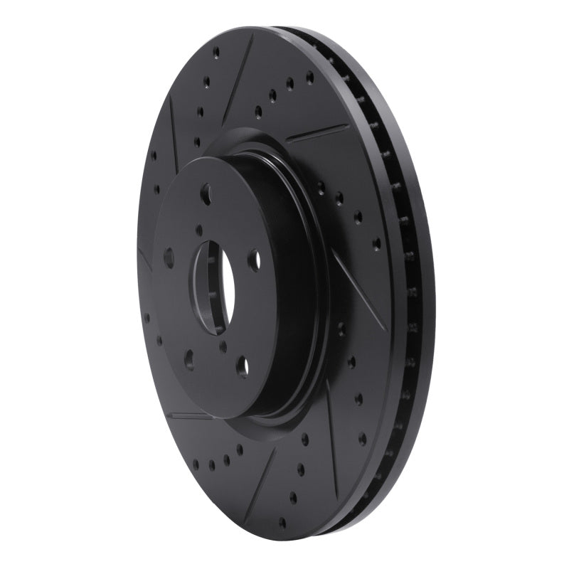 R1 Concepts R1 06-21 Subaru Tribeca Front Left Drilled & Slotted Black Brake Rotor