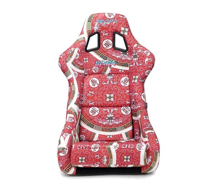 NRG FRP Bucket Seat PRISMA Oriental Longevity Plate Edition W/ Gold Pearlized Back - Large