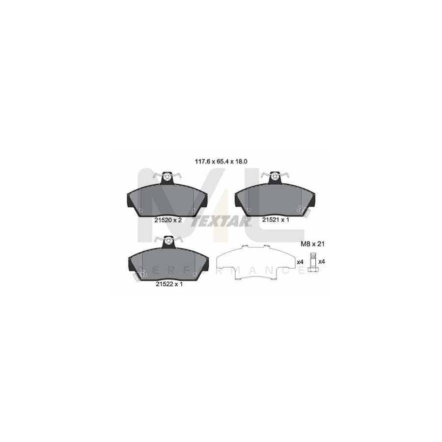 TEXTAR 2152001 Brake pad set with acoustic wear warning, with brake caliper screws