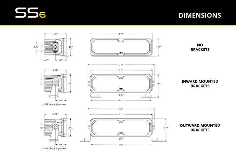 Diode Dynamics SS6 Sport White Spot Standard ABL (pair) 6000K