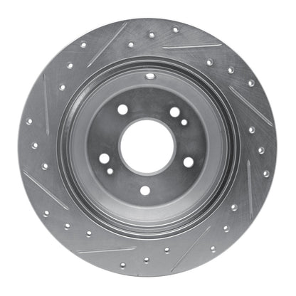 R1 Concepts R1 09-20 Genesis G80 Rear Right Drilled & Slotted Silver Brake Rotor