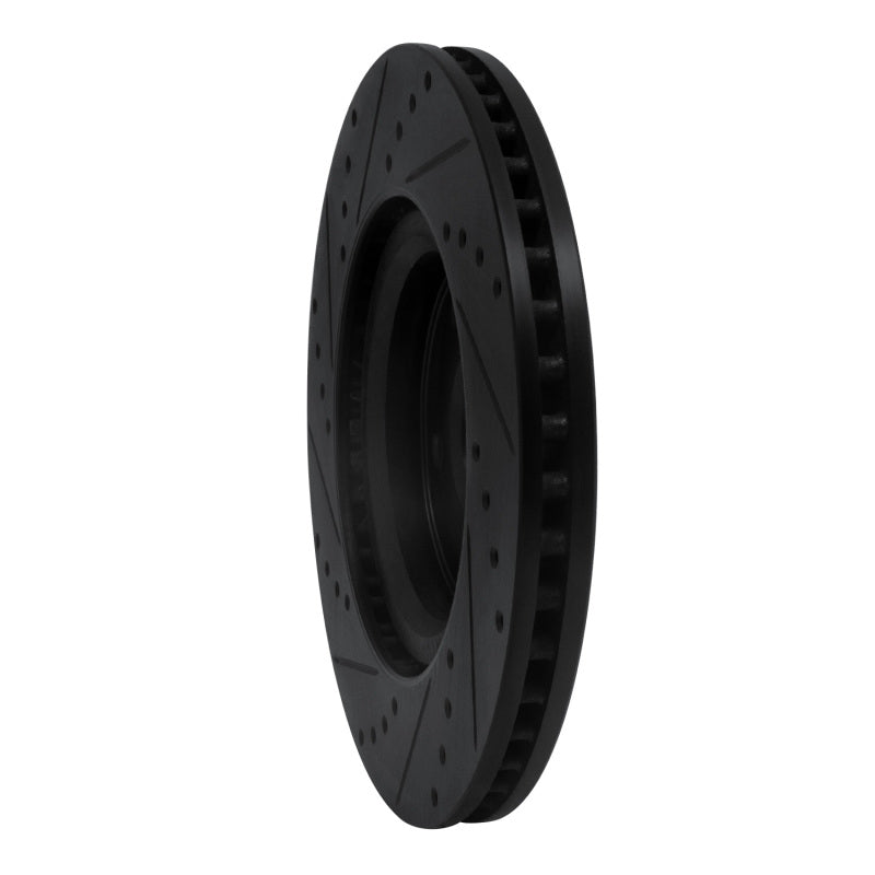 R1 Concepts R1 14-19 Nissan Rogue Front Right Drilled & Slotted Black Brake Rotor