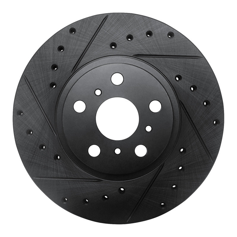 R1 Concepts R1 90-93 Toyota Celica Front Left Drilled & Slotted Black Brake Rotor