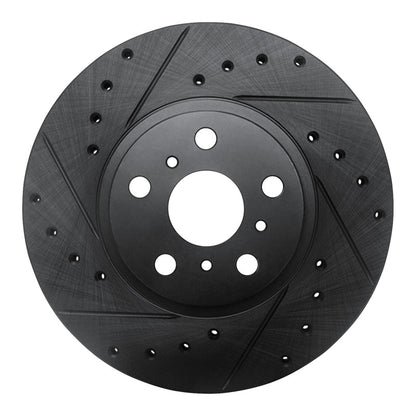 R1 Concepts R1 90-93 Toyota Celica Front Left Drilled & Slotted Black Brake Rotor