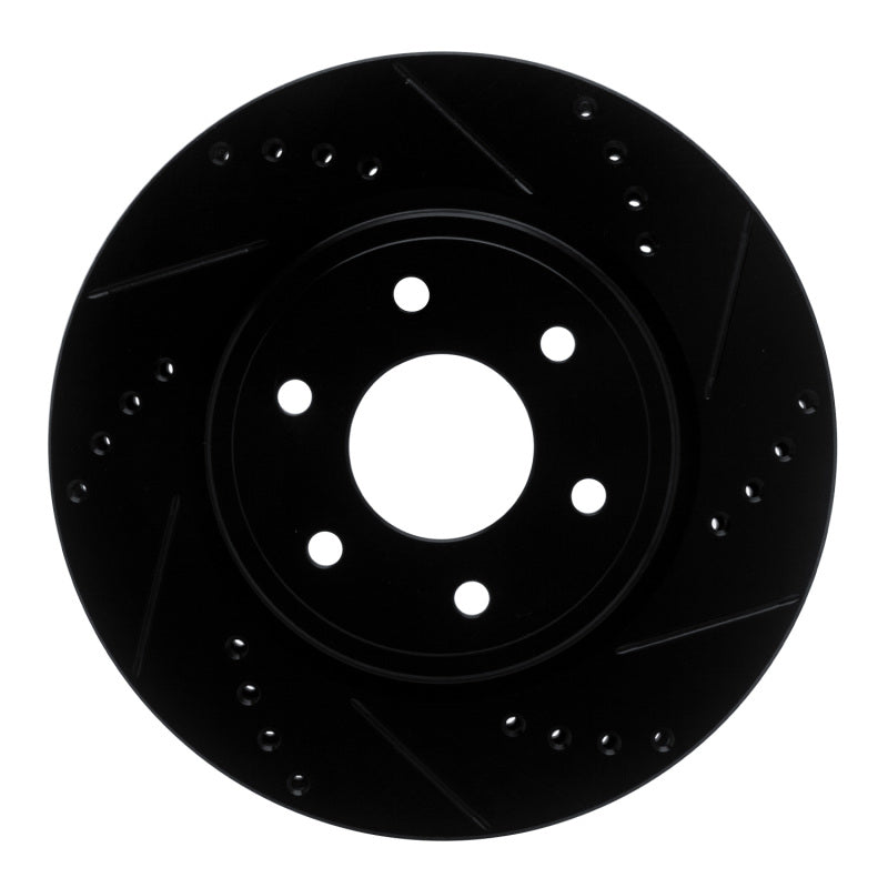 R1 Concepts R1 05-25 Nissan Xterra Front Right Drilled & Slotted Black Brake Rotor