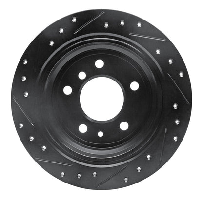 R1 Concepts R1 81-86 BMW 735I Rear Right Drilled & Slotted Black Brake Rotor