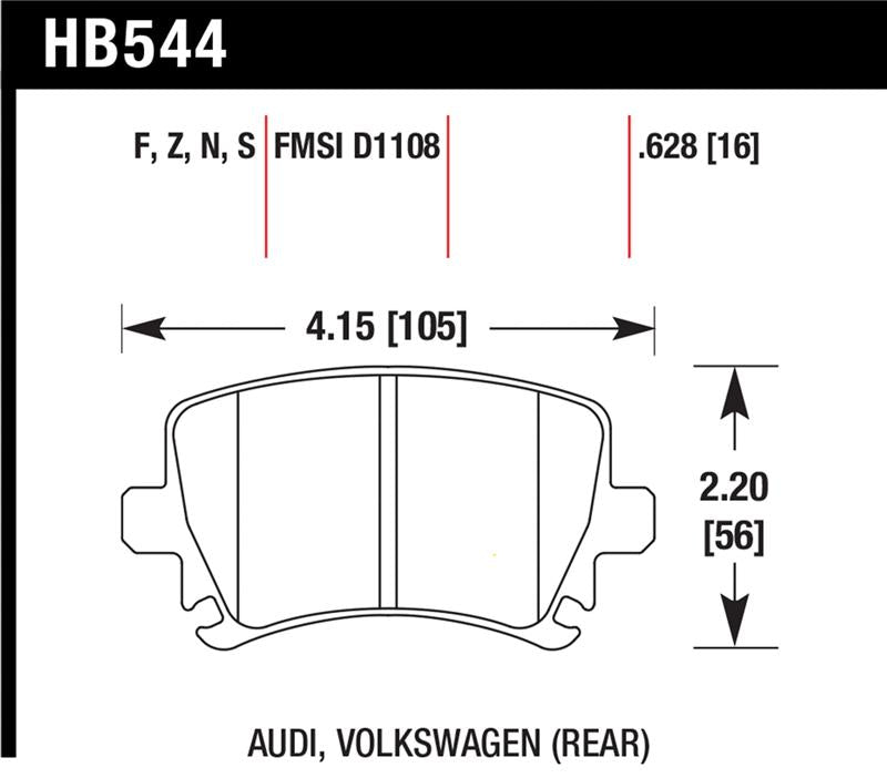 Hawk Performance Hawk 06 Audi A6 Quattro Avant/06-09 A6 Quattro HT-10 Rear Brake Pads