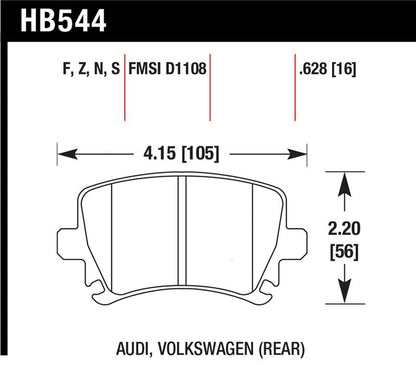 Hawk Performance Hawk 06 Audi A6 Quattro Avant/06-09 A6 Quattro HT-10 Rear Brake Pads