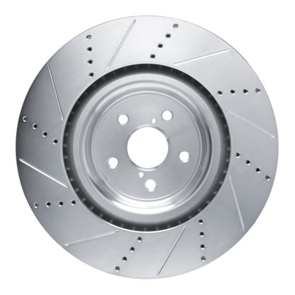 R1 Concepts R1 15-22 Lexus RC F Right Front Drilled & Slotted Silver Brake Rotor