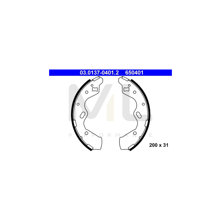 ATE 03.0137-0401.2 Brake Shoe Set for MAZDA Demio Estate (DW) without lever