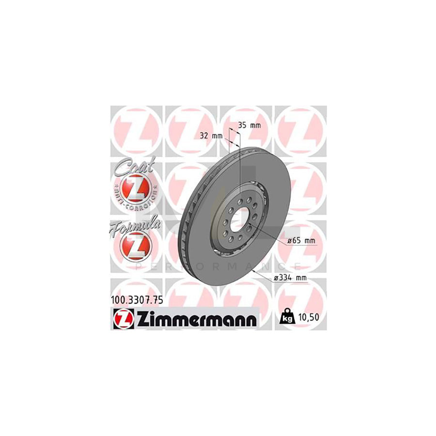 ZIMMERMANN FORMULA Z COAT Z 100.3307.75 Brake Disc Two-piece brake disc, Vented, Coated, Alloyed / High-carbon
