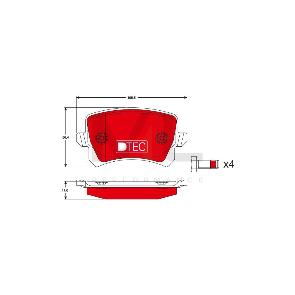 TRW Dtec Cotec Gdb1763Dte Brake Pad Set With Brake Caliper Screws, With Accessories