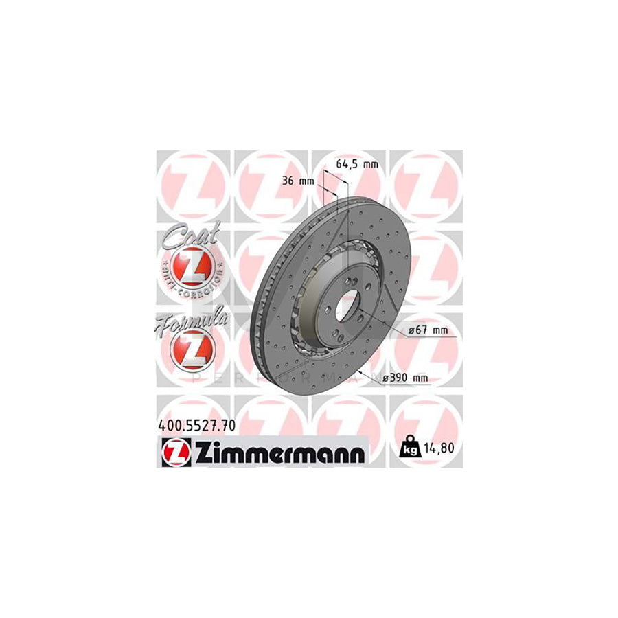 ZIMMERMANN 400.5527.70 Brake Disc Slotted / Perforated, Two-piece brake disc, Vented, Coated  - 1 piece